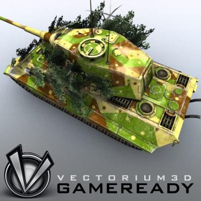 3D Model of Game Ready Low Poly King Tiger model - 3D Render 2